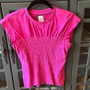 Anthropologie Maeve Bright Pink Short Sleeve Tee
